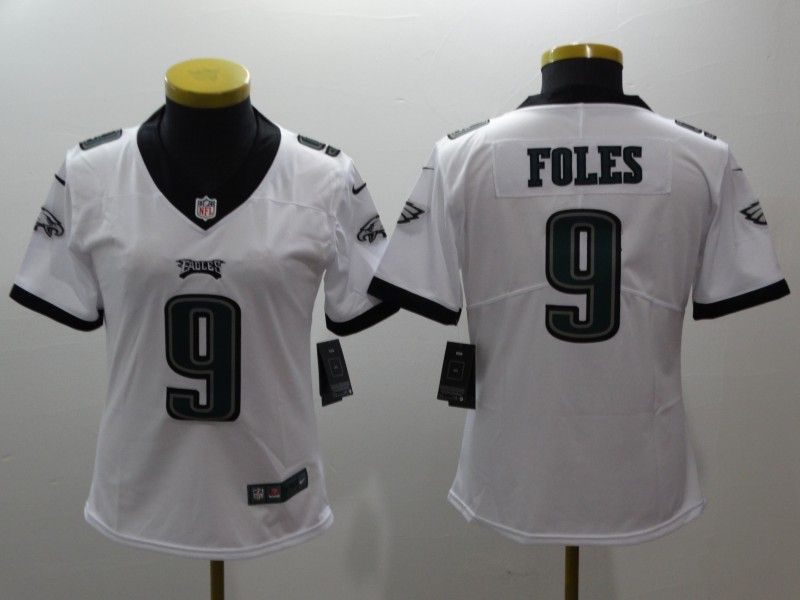 Philadelphia Eagles #9 FOLES White Women NFL Jersey