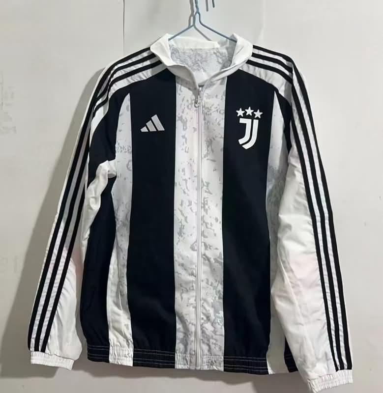 Juventus Soccer Windbreaker Black White Reversible Replica 23/24