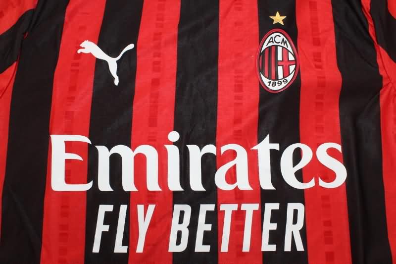 AC Milan Soccer Jersey Home Long Sleeve (Player) 24/25