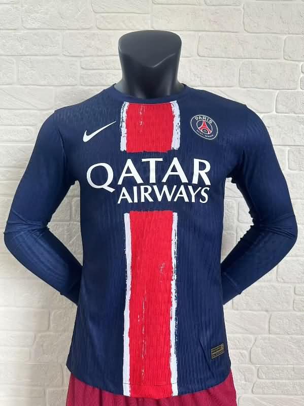 Paris St Germain Soccer Jersey Home Long Sleeve (Player) 24/25