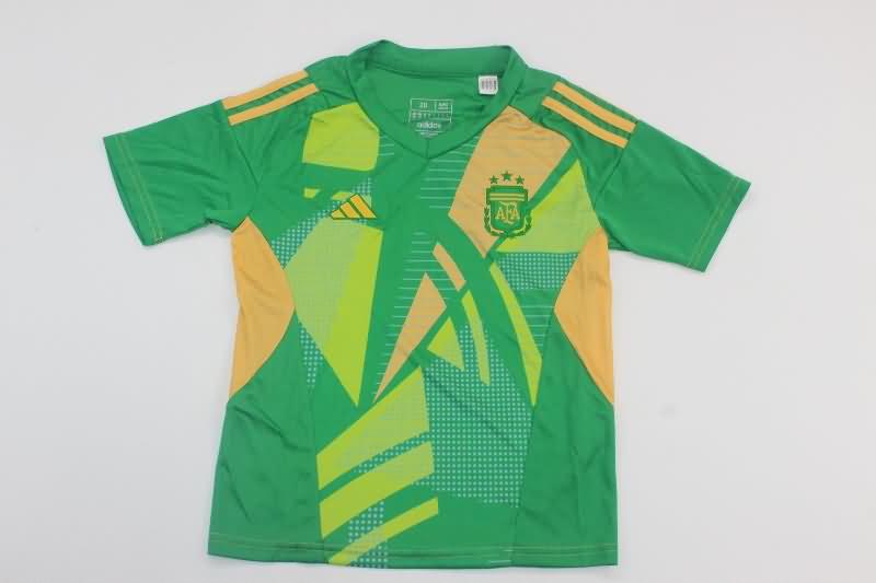 Kids Argentina Soccer Jersey Copa America Goalkeeper Green Replica 2024