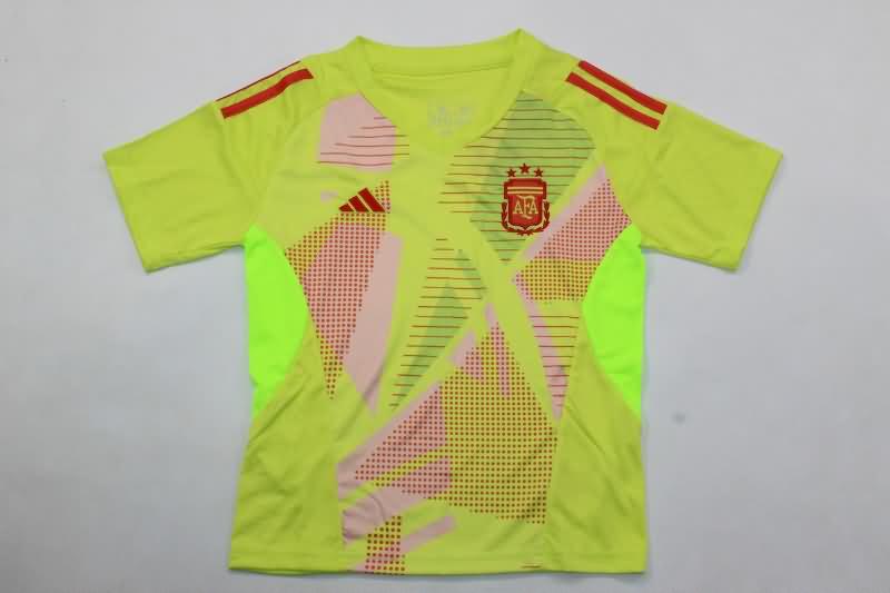 Kids Argentina Soccer Jersey Copa America Goalkeeper Yellow Replica 2024