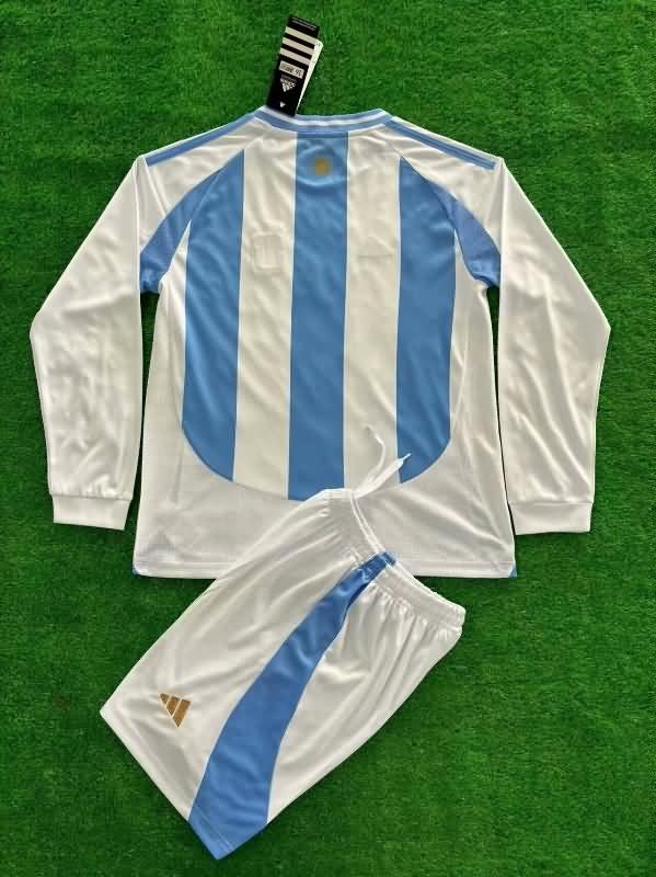 Kids Argentina Soccer Jersey Copa America Home Long Sleeve Replica 2024