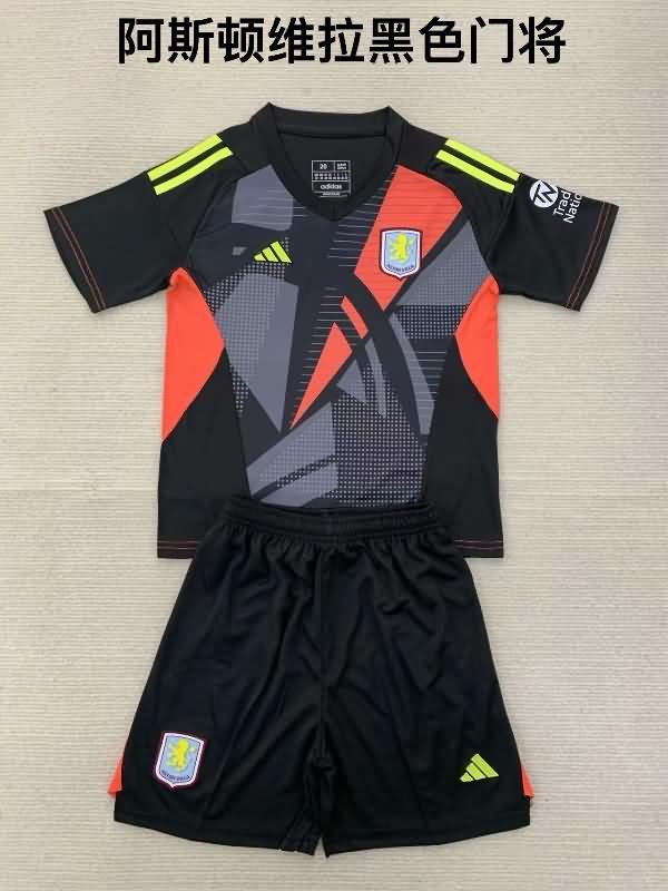 Kids Aston Villa Soccer Jersey Goalkeeper Black Replica 24/25