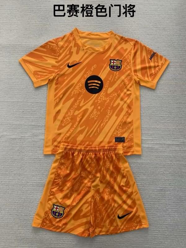 Kids Barcelona Soccer Jersey Goalkeeper Orange Replica 24/25