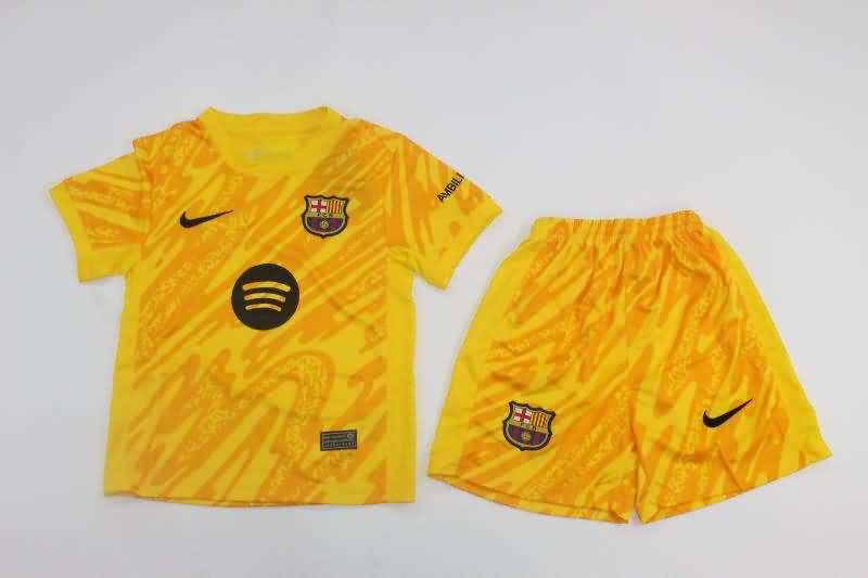 Kids Barcelona Soccer Jersey Goalkeeper Yellow Replica 24/25