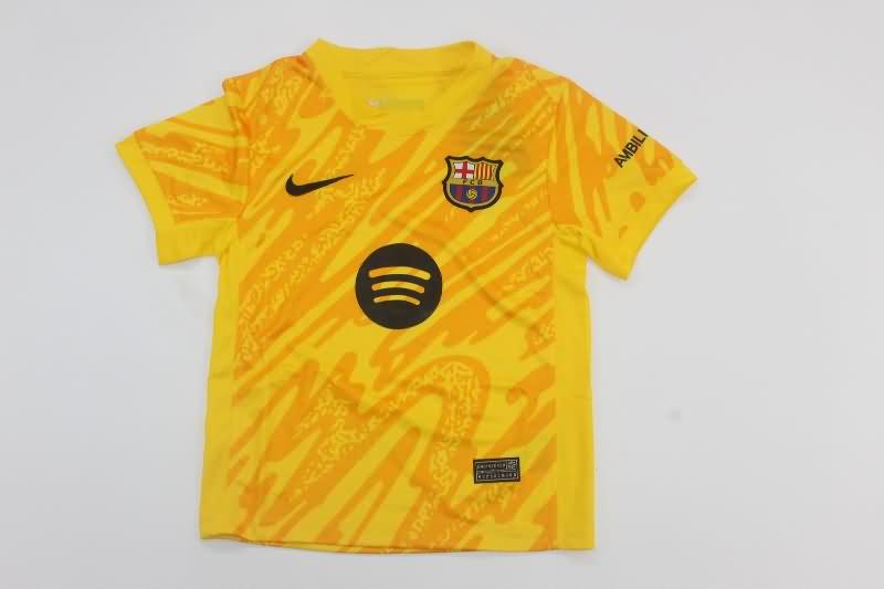 Kids Barcelona Soccer Jersey Goalkeeper Yellow Replica 24/25