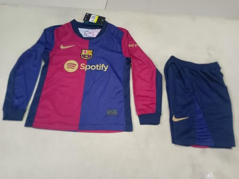 Kids Barcelona Soccer Jersey Home Long Sleeve Replica 24/25