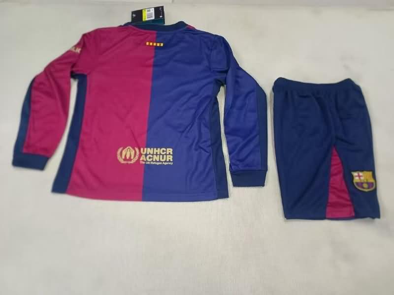 Kids Barcelona Soccer Jersey Home Long Sleeve Replica 24/25