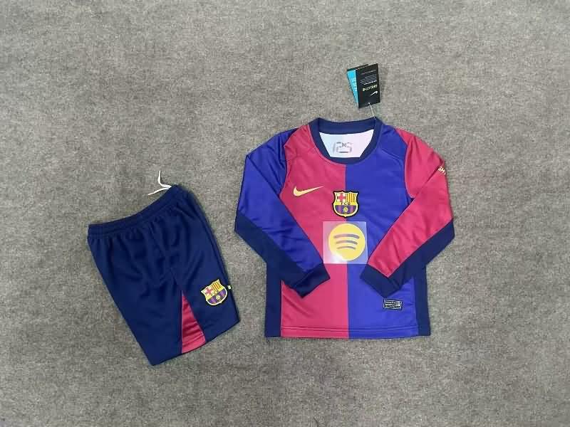 Kids Barcelona Soccer Jersey Home Long Sleeve Replica 24/25