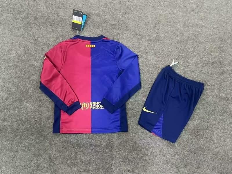 Kids Barcelona Soccer Jersey Home Long Sleeve Replica 24/25