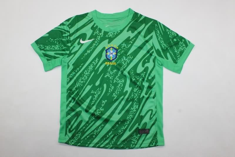 Kids Brazil Soccer Jersey Copa America Goalkeeper Green Replica 2024