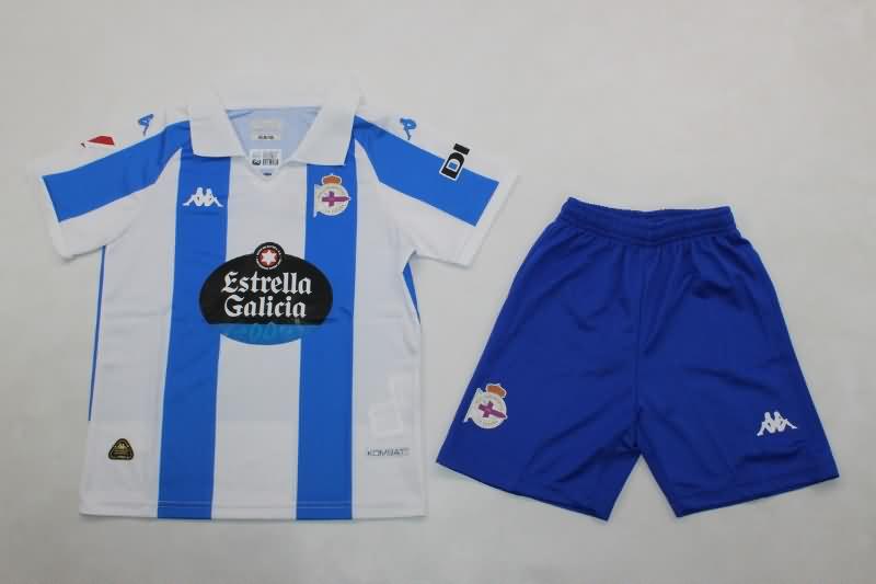 Kids Deportivo La Coruna Soccer Jersey Home Replica 24/25