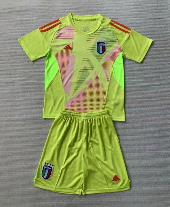 Kids Italy Soccer Jersey Goalkeeper Yellow Replica 2024