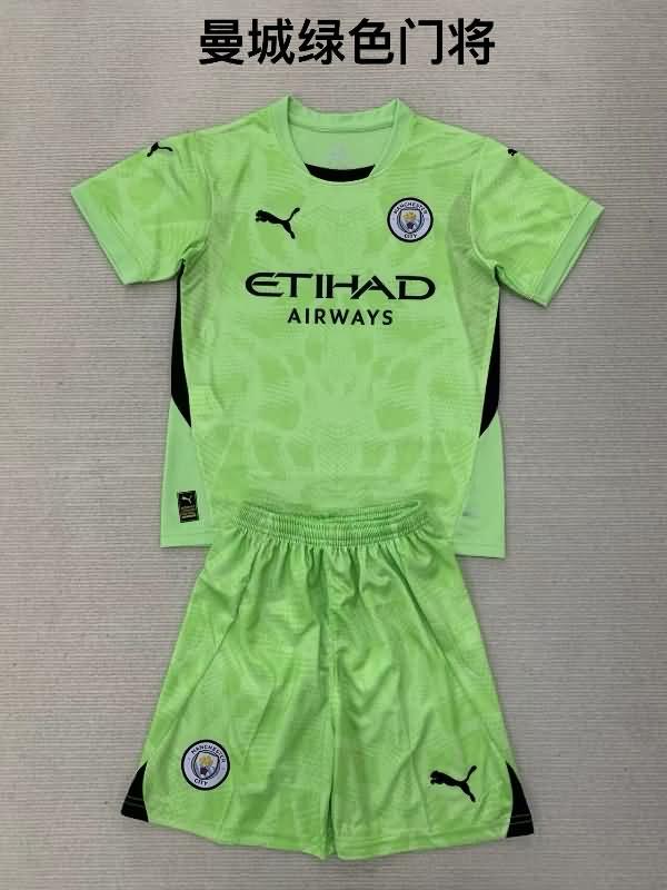 Kids Manchester City Soccer Jersey Goalkeeper Green Replica 24/25