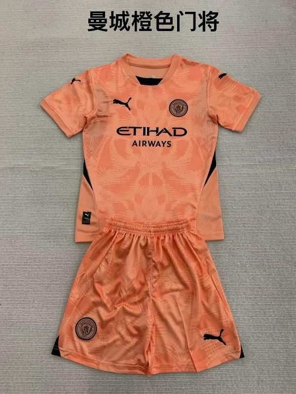 Kids Manchester City Soccer Jersey Goalkeeper Orange Replica 24/25