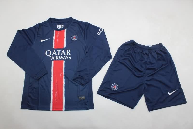 Kids Paris St Germain Soccer Jersey Home Long Sleeve Replica 24/25