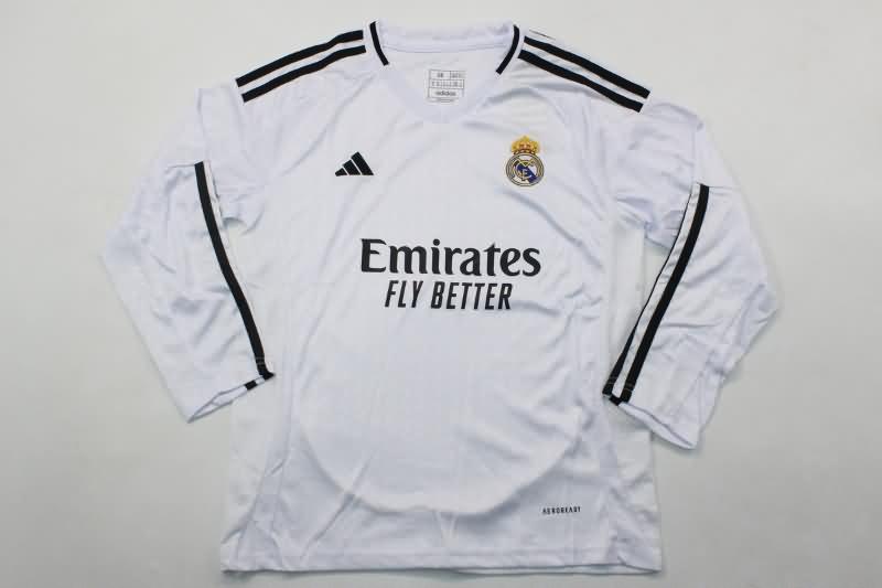 Kids Real Madrid Soccer Jersey Home Long Sleeve Replica 24/25