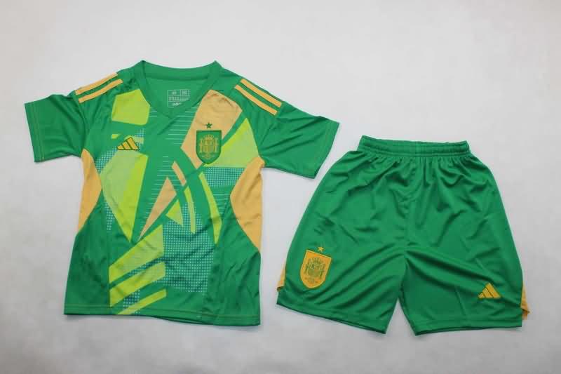 Kids Spain Soccer Jersey Goalkeeper Green Replica 2024