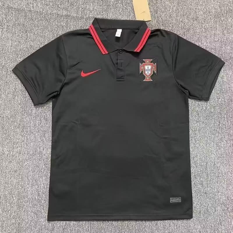 Portugal Soccer Jersey Black Polo Replica 2024