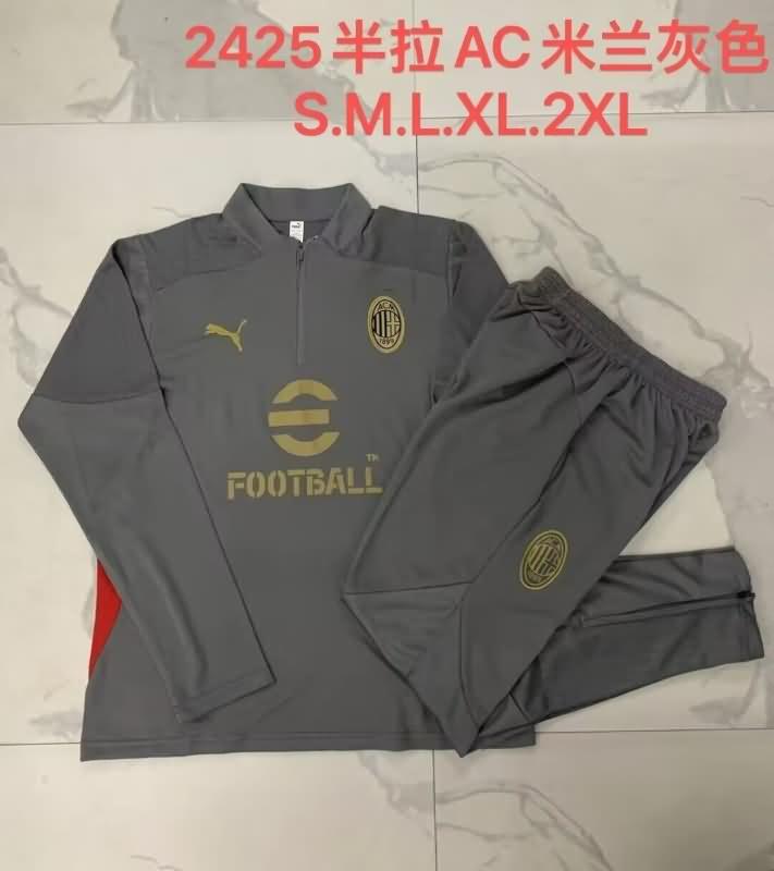 AC Milan Soccer Tracksuit 03 Grey Replica 24/25