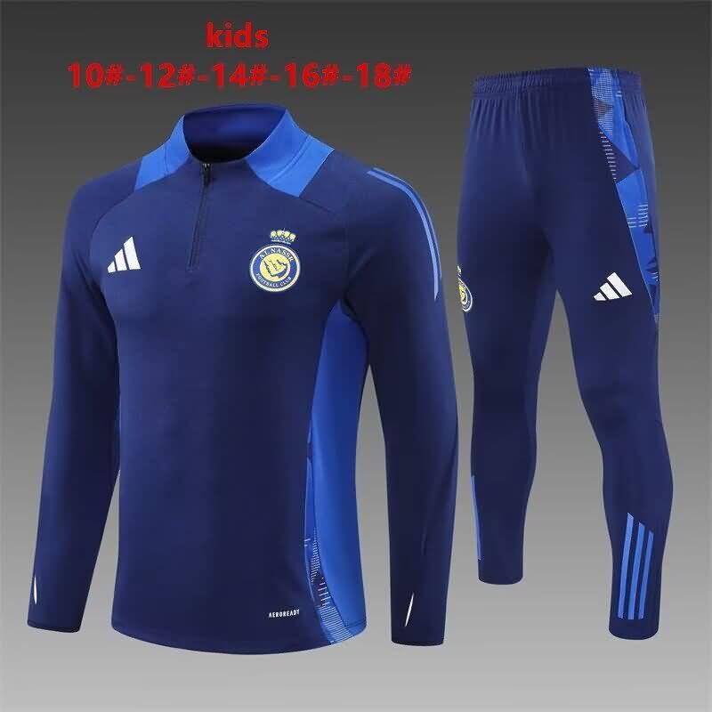 Kids Al Nassr FC Soccer Tracksuit Dark Blue Replica 24/25