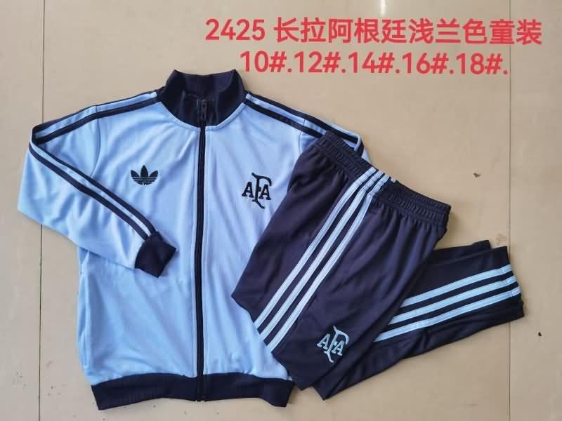 Kids Argentina Soccer Tracksuit 02 Blue Replica 2024