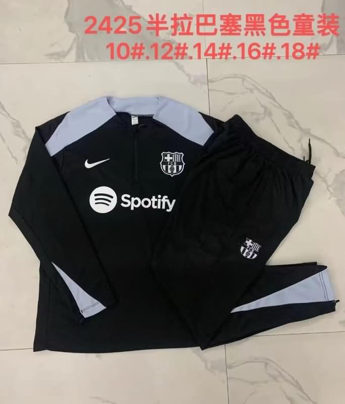 Kids Barcelona Soccer Tracksuit Black Replica 24/25