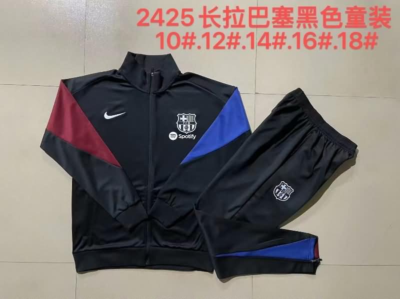 Kids Barcelona Soccer Tracksuit 02 Black Replica 24/25