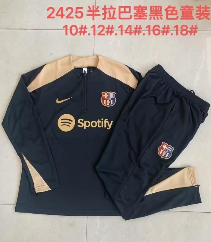 Kids Barcelona Soccer Tracksuit 04 Black Replica 24/25