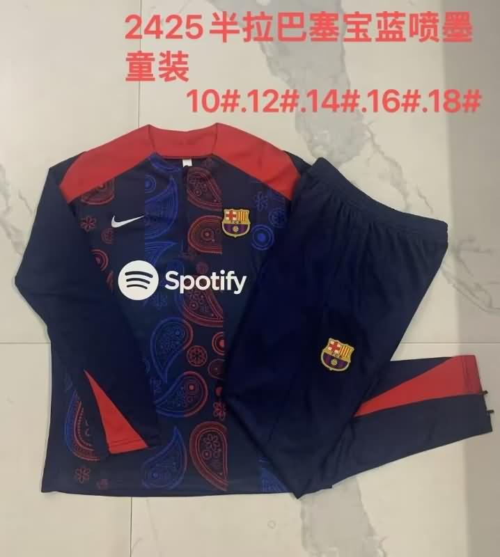 Kids Barcelona Soccer Tracksuit 02 Dark Blue Replica 24/25