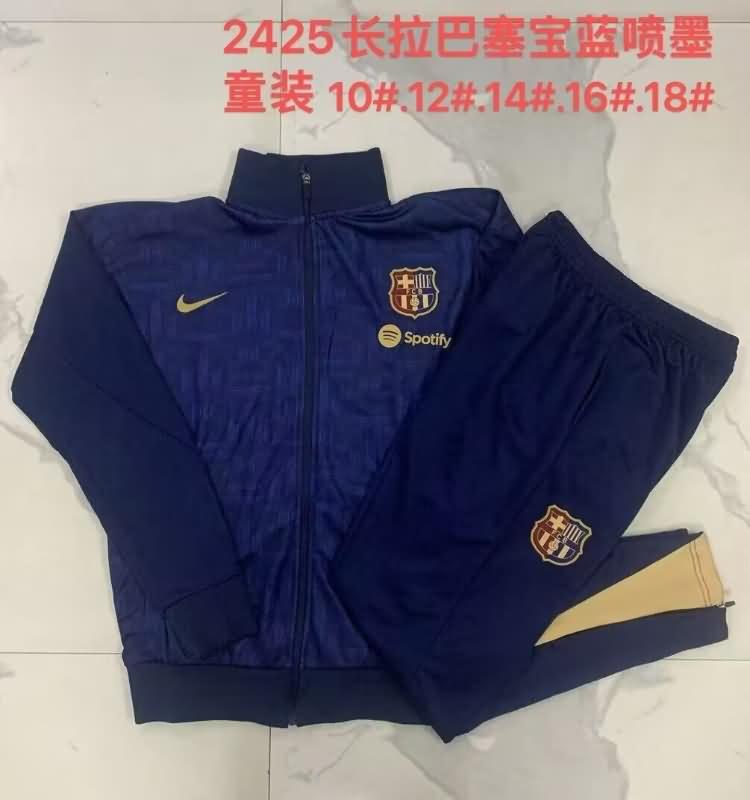 Kids Barcelona Soccer Tracksuit 03 Dark Blue Replica 24/25