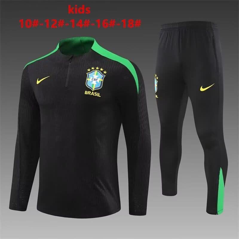 Kids Brazil Soccer Tracksuit Black Replica 2024