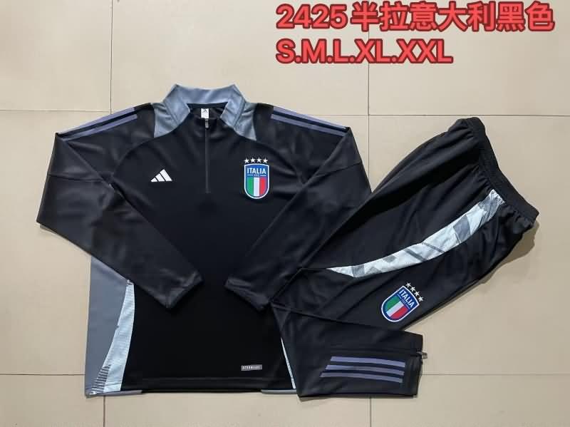 Italy Soccer Tracksuit Black Replica 2024