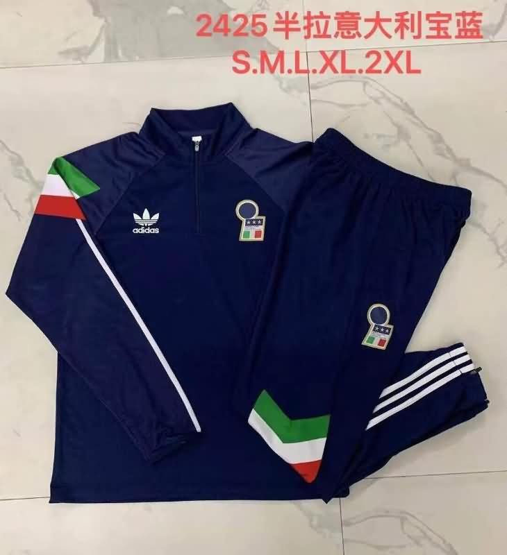 Italy Soccer Tracksuit 05 Dark Blue Replica 2024