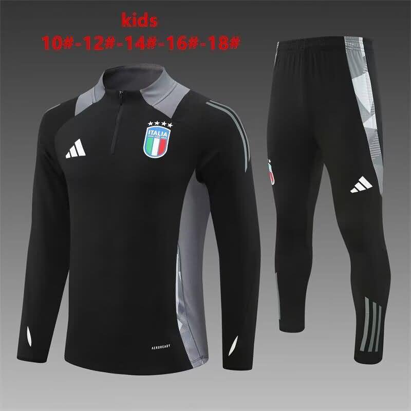 Kids Italy Soccer Tracksuit Black Replica 2024