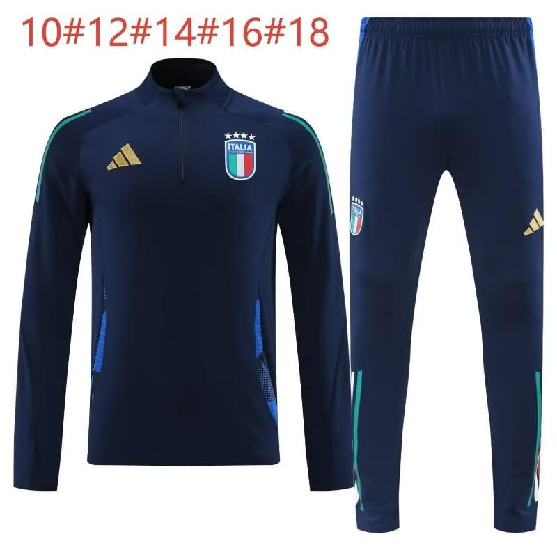 Kids Italy Soccer Tracksuit Dark Blue Replica 2024