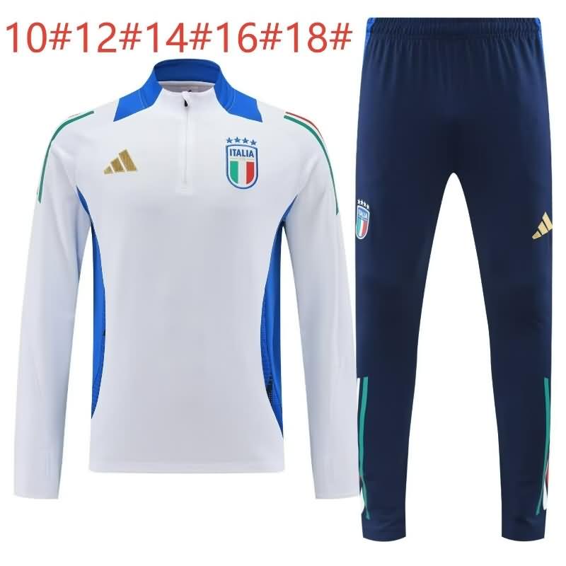 Kids Italy Soccer Tracksuit White Replica 2024