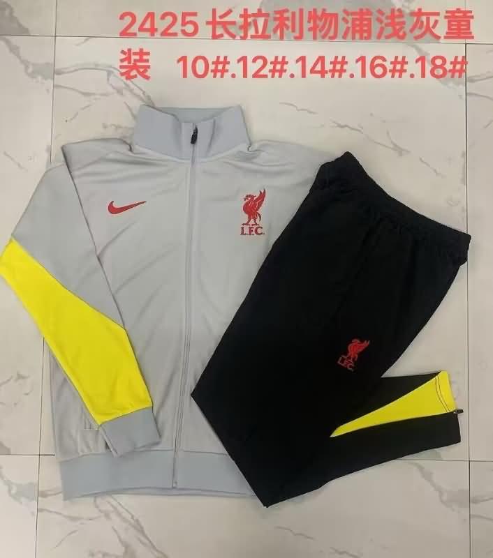 Kids Liverpool Soccer Tracksuit Grey Replica 24/25