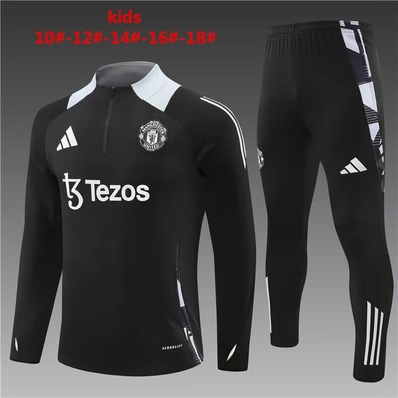 Kids Manchester United Soccer Tracksuit Black Replica 24/25