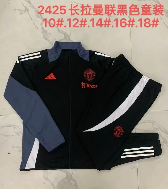 Kids Manchester United Soccer Tracksuit 02 Black Replica 24/25