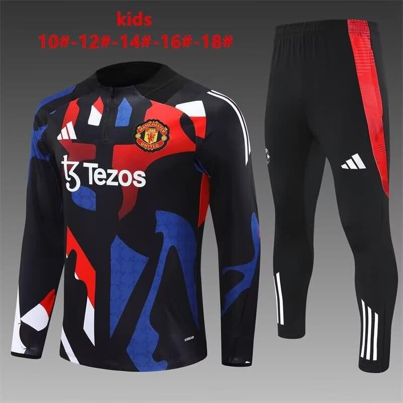 Kids Manchester United Soccer Tracksuit 03 Black Replica 24/25