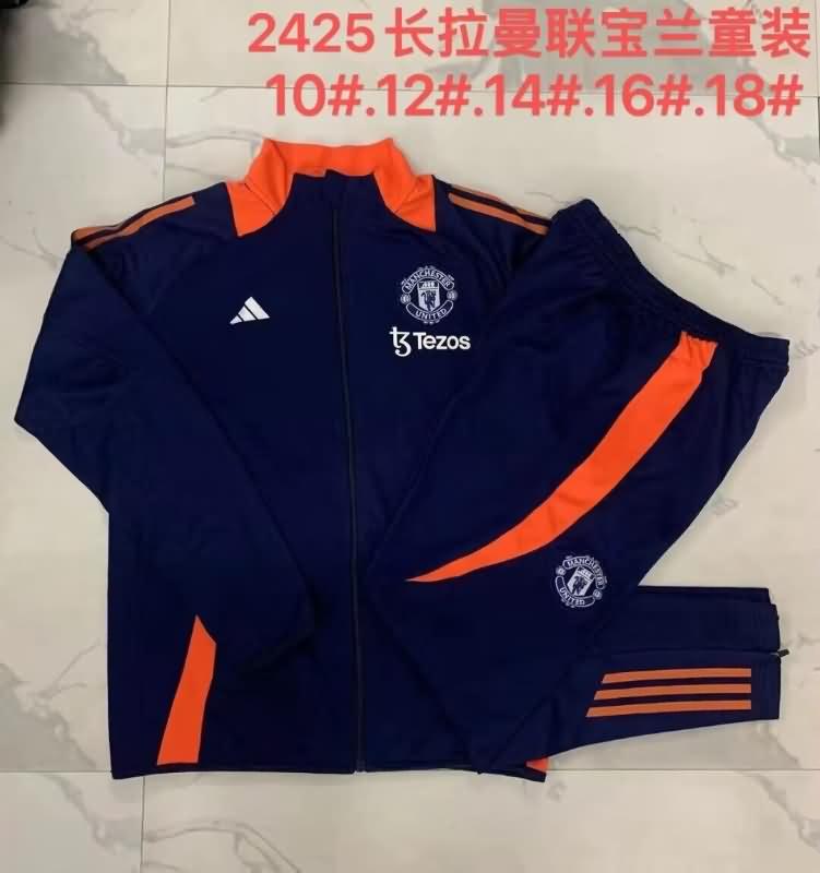 Kids Manchester United Soccer Tracksuit Dark Blue Replica 24/25