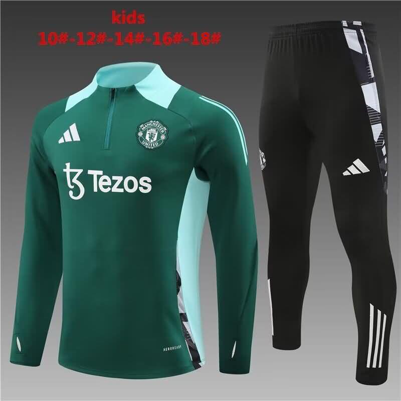 Kids Manchester United Soccer Tracksuit Green Replica 24/25