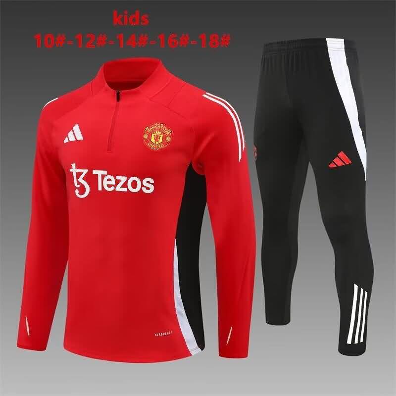 Kids Manchester United Soccer Tracksuit 03 Red Replica 24/25