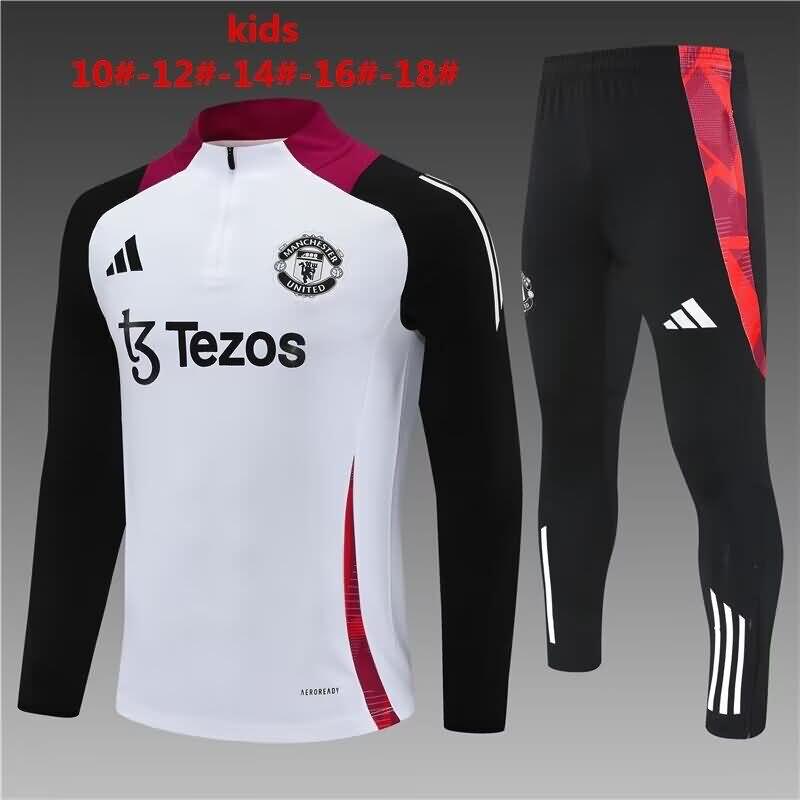 Kids Manchester United Soccer Tracksuit White Replica 24/25