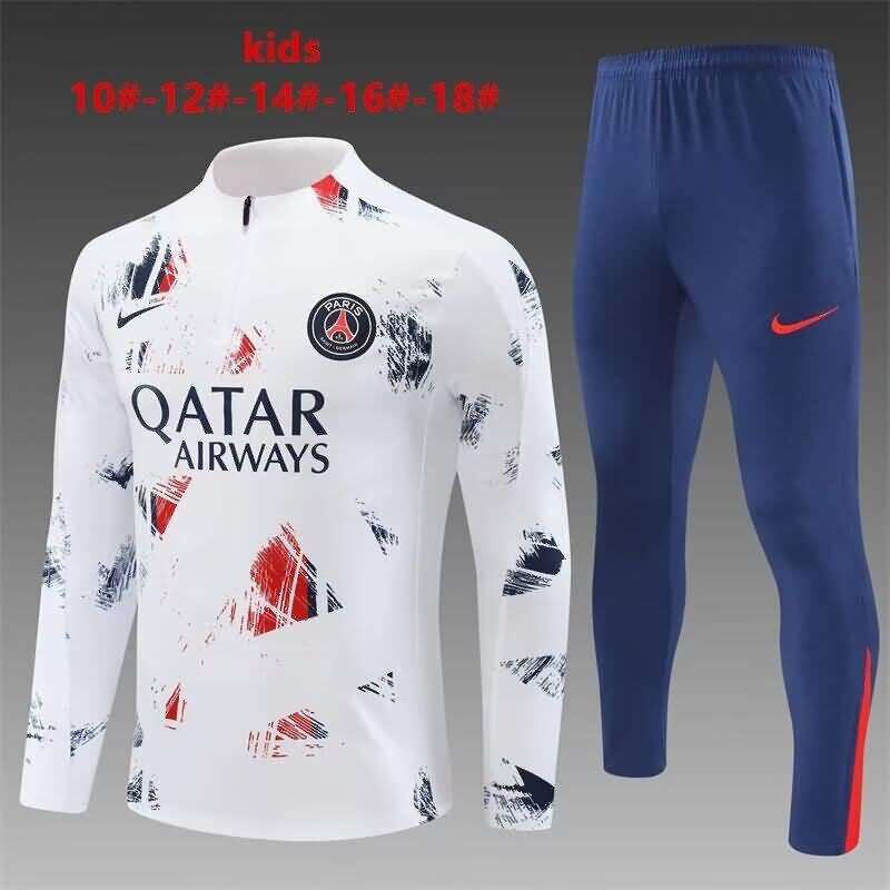 Kids Paris St Germain Soccer Tracksuit White Replica 24/25