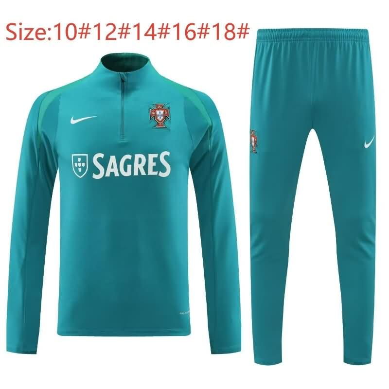 Kids Portugal Soccer Tracksuit 02 Green Replica 2024