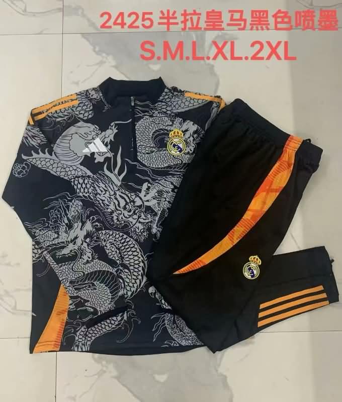 Real Madrid Soccer Tracksuit 03 Black Replica 24/25