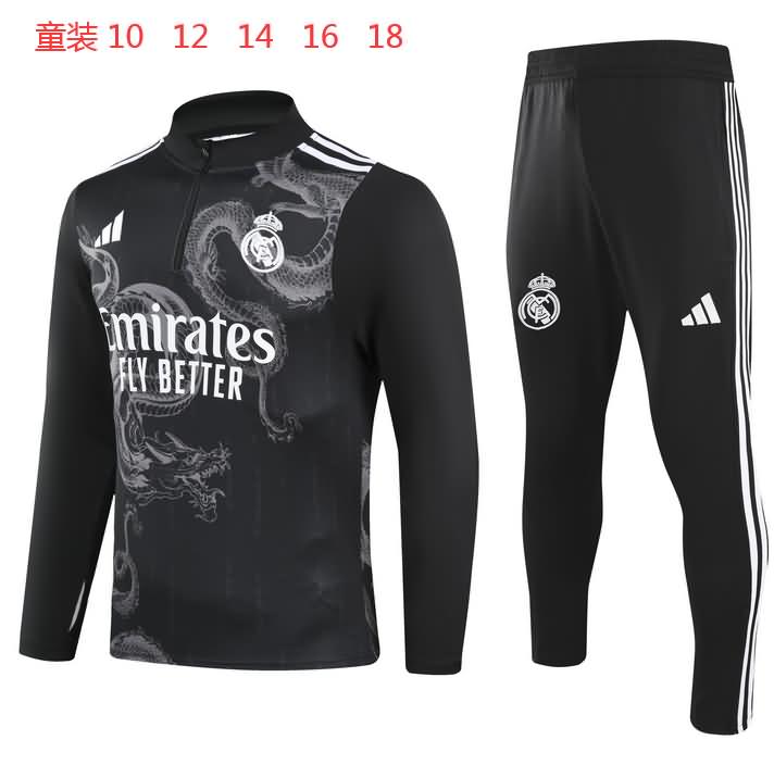 Kids Real Madrid Soccer Tracksuit Black Replica 24/25